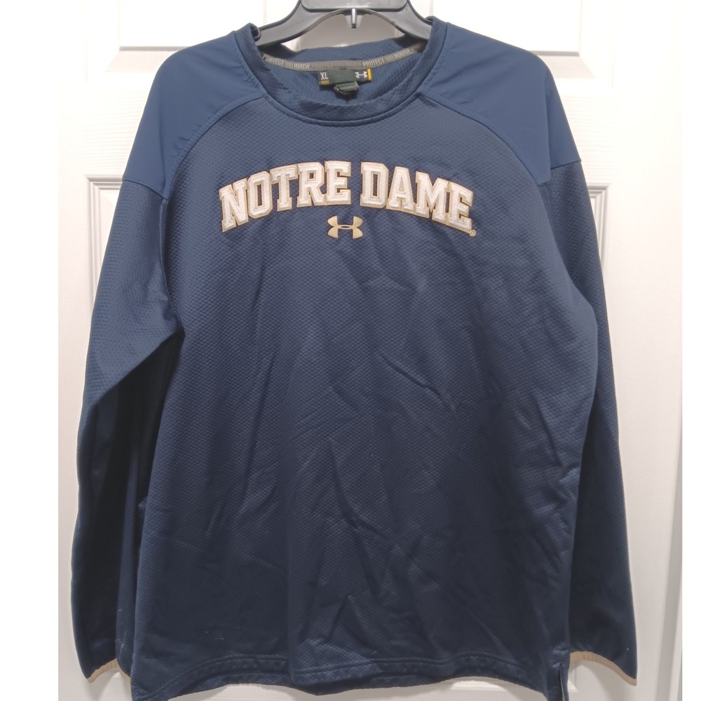 Under Armour Notre Dame Fighting Irish Navy Blue Pullover Sweatshirt Mens XL